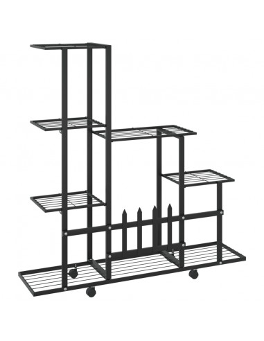 Portapiante con Ruote 94,5x25x92,5 cm Nero in Metallo