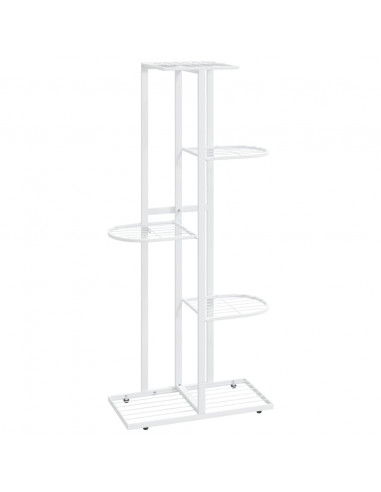 Piedistallo per Piante a 5 Piani 43x22x98 cm in Metallo Bianco