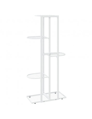 Piedistallo per Piante a 5 Piani 43x22x98 cm in Metallo Bianco