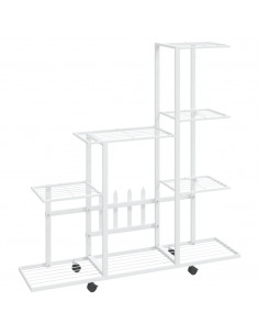 Portapiante con Ruote 94,5x25x92,5 cm Bianco in Metallo 2