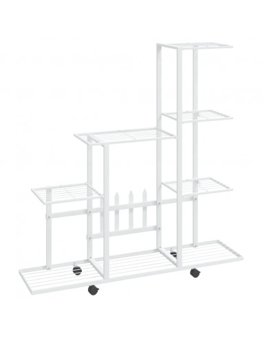 Portapiante con Ruote 94,5x25x92,5 cm Bianco in Metallo