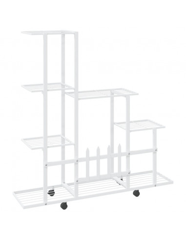 Portapiante con Ruote 94,5x25x92,5 cm Bianco in Metallo