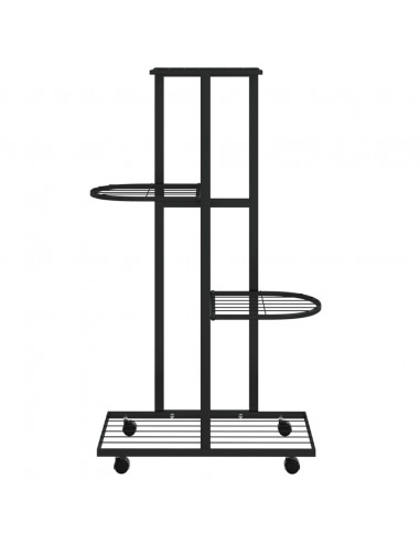 Fioriera a 4 Piani con Ruote 44x23x80 cm Ferro Nero