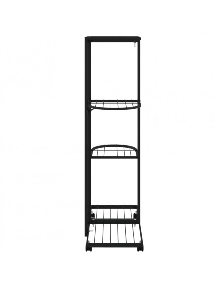 Fioriera a 4 Piani con Ruote 44x23x80 cm Ferro Nero