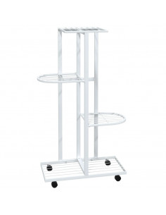Fioriera a 4 Piani con Ruote 44x23x80 cm Ferro Bianco 2