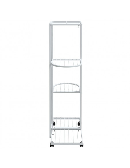 Fioriera a 4 Piani con Ruote 44x23x80 cm Ferro Bianco