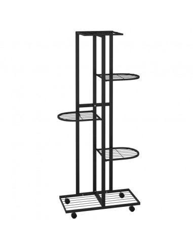 Fioriera a 5 Piani con Ruote 44x23x100 cm Ferro Nero