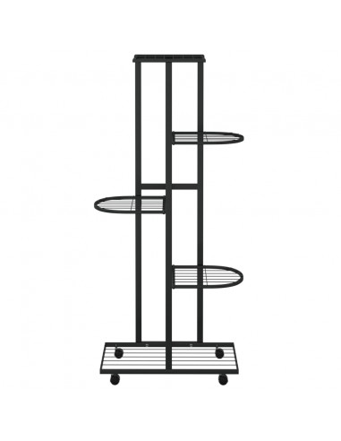 Fioriera a 5 Piani con Ruote 44x23x100 cm Ferro Nero