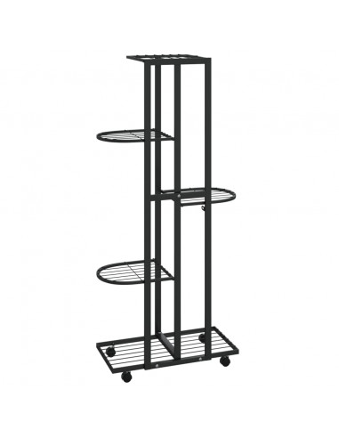 Fioriera a 5 Piani con Ruote 44x23x100 cm Ferro Nero