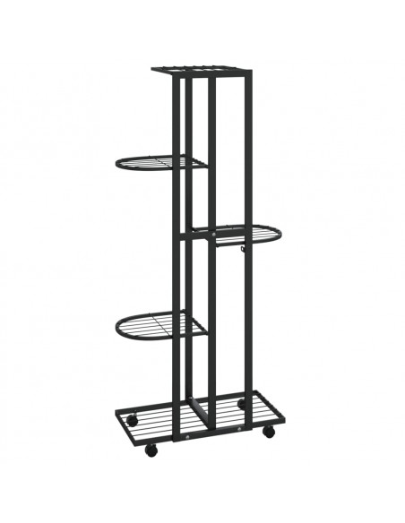 Fioriera a 5 Piani con Ruote 44x23x100 cm Ferro Nero