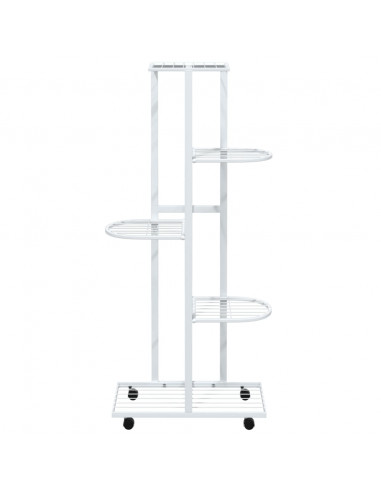 Fioriera a 5 Piani con Ruote 44x23x100 cm Ferro Bianco