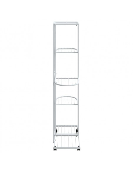 Fioriera a 5 Piani con Ruote 44x23x100 cm Ferro Bianco