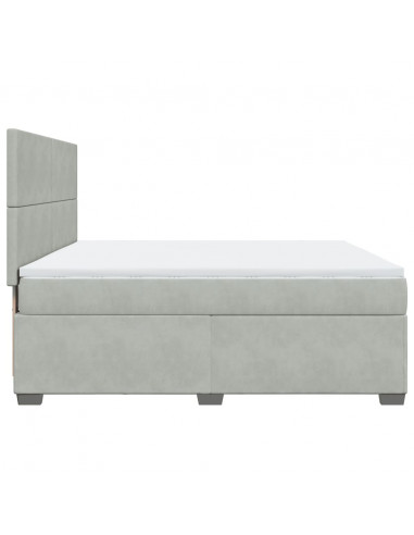 Giroletto a Molle con Materasso Grigio Chiaro 180x200cm Velluto