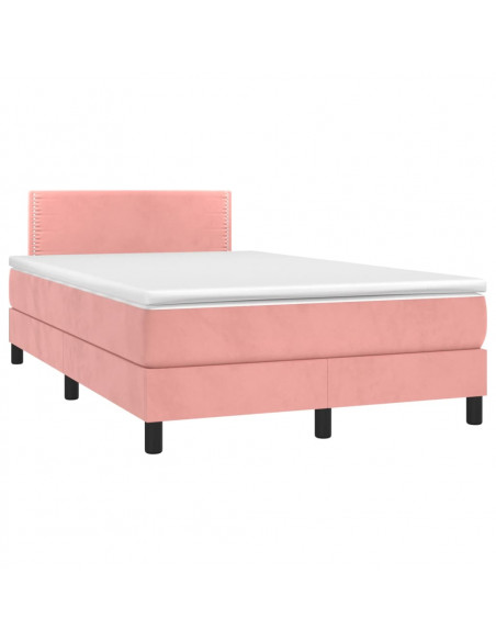 Letto a Molle con Materasso e LED Rosa 120x200 cm in Velluto