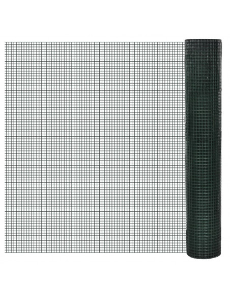 Recinto Pollaio in Rete Zincato Rivestimento PVC 10x1 m Verde