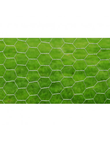 Recinzione in Rete in Acciaio Zincato Esagonale 1x25 m Argento