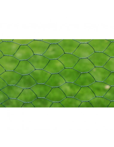 Recinzione in Rete per Pollaio Rivestita in PVC 25x0,5 m Verde