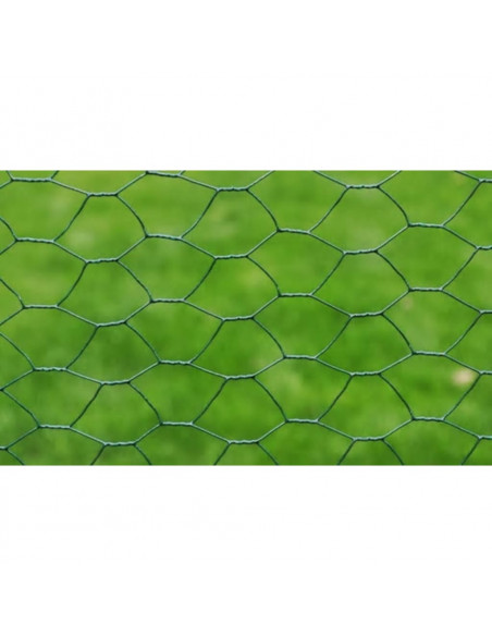 Recinzione in Rete per Pollaio Rivestita in PVC 25x0,5 m Verde