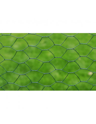 Recinzione in Rete per Pollaio Rivestita in PVC 25x0,75 m Verde