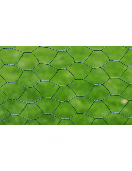 Recinzione in Rete per Pollaio Rivestita in PVC 25x0,75 m Verde