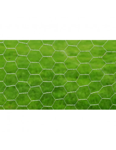 Recinzione in Rete per Pollaio Acciaio Zincato 25x0,75m Argento