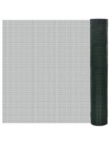 Recinzione in Rete per Pollaio Rivestita in PVC 25x1 m Verde