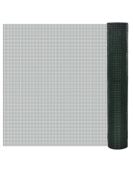Recinzione in Rete per Pollaio Rivestita in PVC 25x1 m Verde
