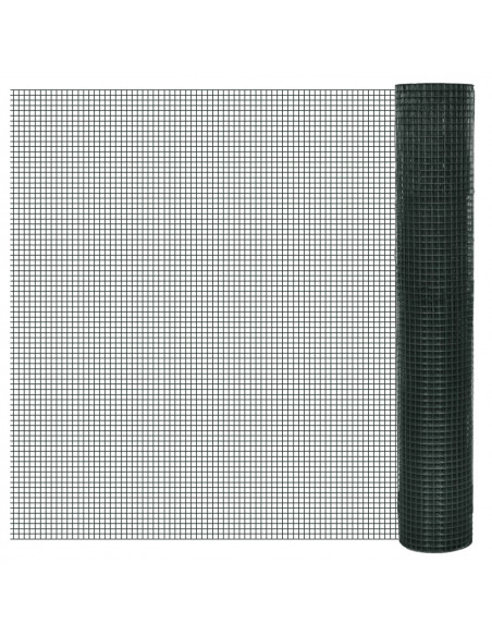 Recinzione in Rete per Pollaio Rivestita in PVC 25x1 m Verde