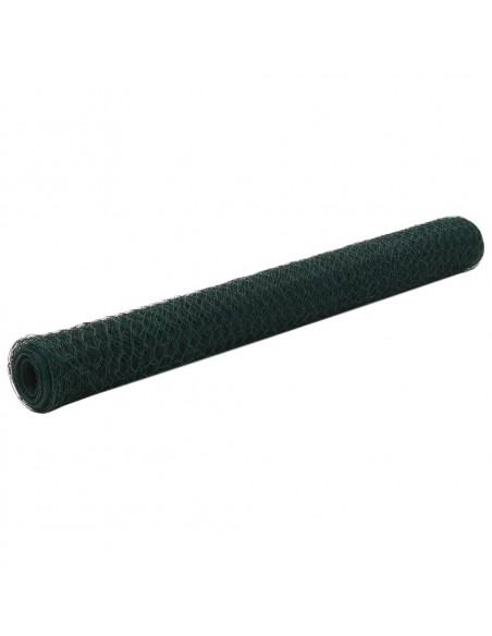 Recinzione in Rete per Pollaio in Acciaio e PVC 25x1,2 m Verde