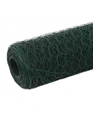 Recinzione in Rete per Pollaio in Acciaio e PVC 25x1,5 m Verde