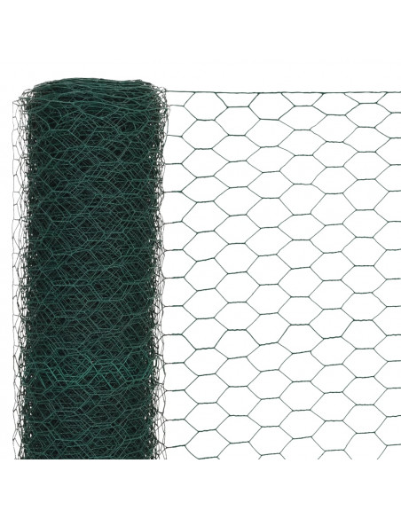 Recinzione in Rete per Pollaio in Acciaio e PVC 25x1,5 m Verde