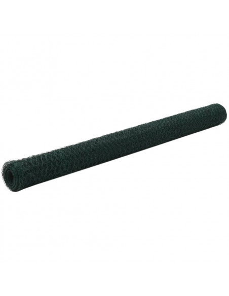 Recinzione in Rete per Pollaio in Acciaio e PVC 25x1,5 m Verde