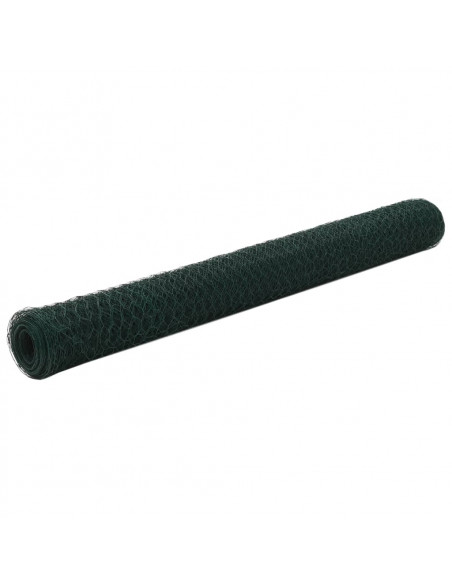 Recinzione in Rete per Pollaio in Acciaio e PVC 25x1,2 m Verde