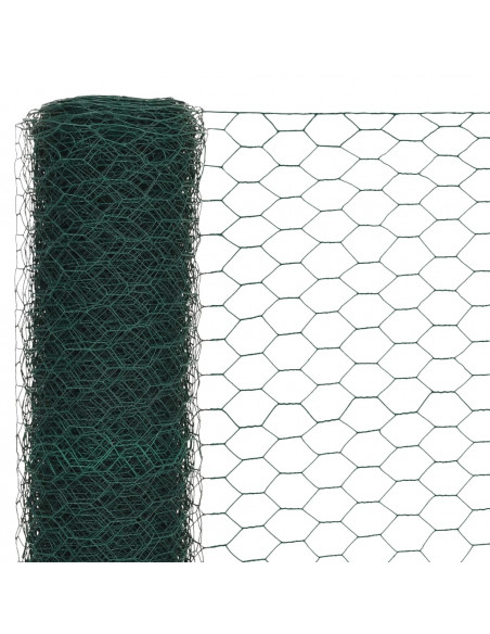 Recinzione in Rete per Pollaio in Acciaio e PVC 25x1,2 m Verde