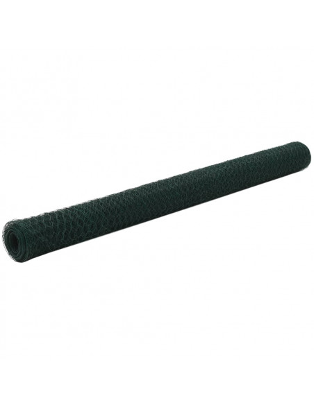 Recinzione in Rete per Pollaio in Acciaio e PVC 25x1,5 m Verde