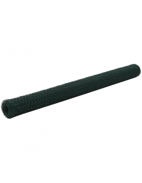 Recinzione in Rete per Pollaio in Acciaio e PVC 25x1,5 m Verde