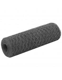 Recinzione in Rete per Pollaio in Acciaio e PVC 25x0,5 m Grigia 2