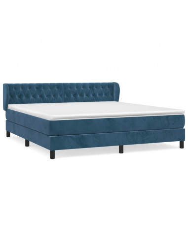 Giroletto a Molle con Materasso Blu Scuro 180x200 cm in Velluto