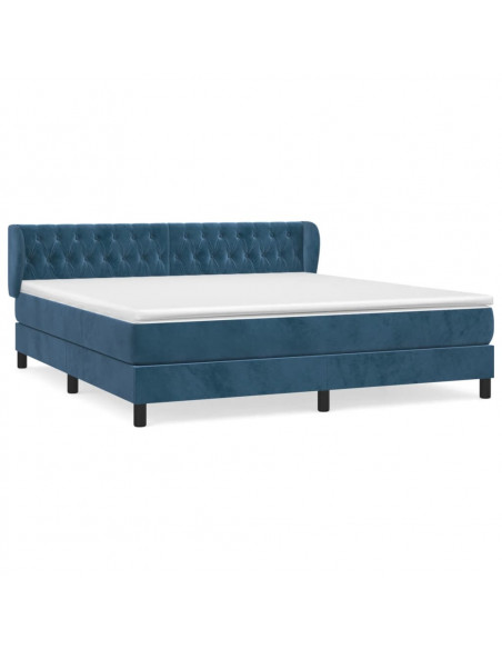 Giroletto a Molle con Materasso Blu Scuro 180x200 cm in Velluto