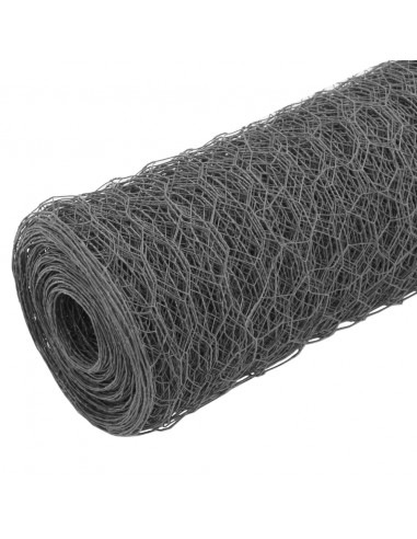 Recinzione in Rete per Pollaio in Acciaio e PVC 25x0,75m Grigia