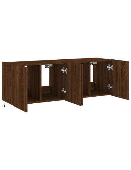 Mobili TV a Parete con Luci LED 2pz Rovere Marrone 60x35x41 cm
