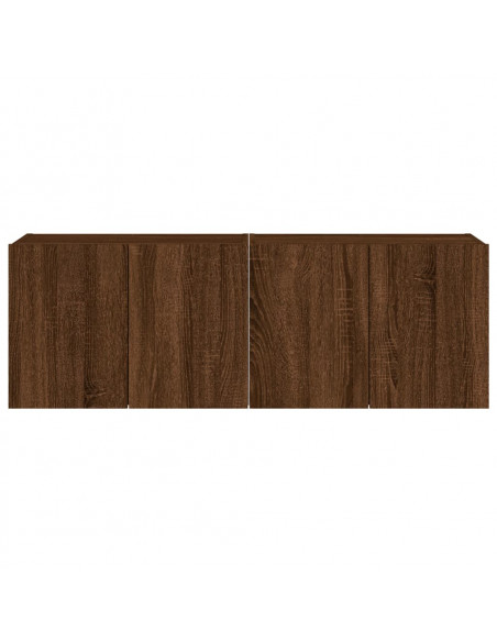 Mobili TV a Parete con Luci LED 2pz Rovere Marrone 60x35x41 cm