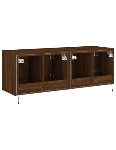 Mobili TV a Parete con Luci LED 2pz Rovere Marrone 60x35x41 cm