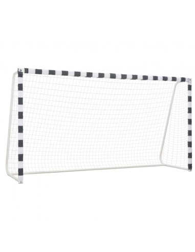 Porta da Calcio 300x160x90 cm in Metallo Bianco e Nero