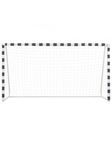 Porta da Calcio 300x160x90 cm in Metallo Bianco e Nero
