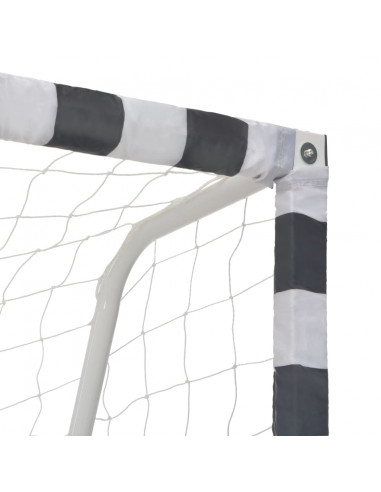 Porta da Calcio 300x160x90 cm in Metallo Bianco e Nero