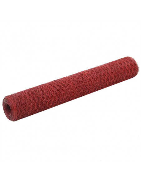 Recinzione in Rete per Pollaio in Acciaio e PVC 25x1 m Rossa