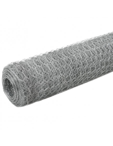 Recinzione in Rete per Pollaio in Acciaio Zincato 25x1,2m Argento