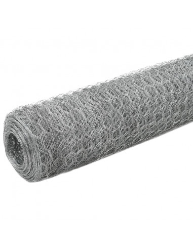 Recinzione in Rete per Pollaio Acciaio Zincato 25x1,5m Argento