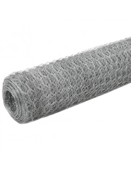 Recinzione in Rete per Pollaio Acciaio Zincato 25x1,5m Argento